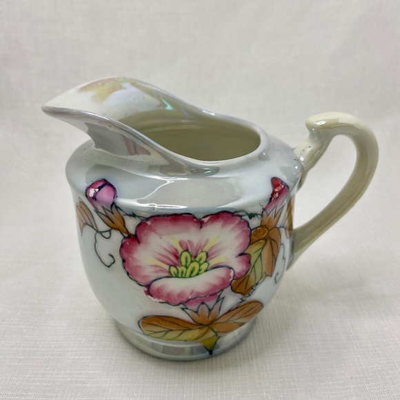 Vintage Asian Creamer Lusterware Hand Painted Floral Design - Picture 1 of 11